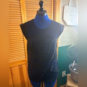 Chic Black Lace Women's Blouse